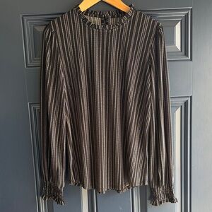 Adrianna Papell Black and White Striped Blouse